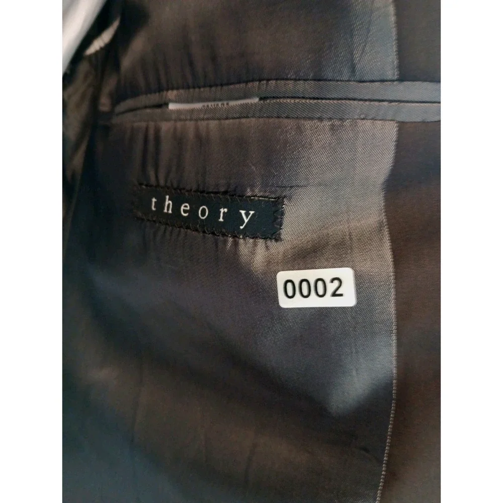 Theory Mens Blazer Sport Coat 46L Long Gray Wool Stretch 2 Button Suit Jacket